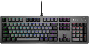 Cooler Master CK352 Full Mechanical Gaming PC Keyboard, Tactile Brown Switches, Customizable RGB & Lightbars, Sandblasted Aluminum Top, Dual Keycap Scheme, ENG-ARB Layout | CK-352-GKMR1-AR