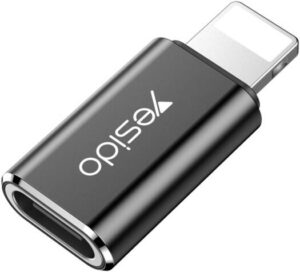 Yesido GS03 Lightning To Type-C OTG Adapter, Data Transmission, Plug-and-Play Functionality, Durable Build Quality, Built-in Protection, PC + Aluminum Alloy Material, Black | GS03