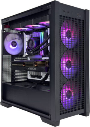 BlackFury Gaming PC - AMD Ryzen 7 7800X3D 8 Cores 16 Threads, NVIDIA RTX 5080 16GB, 32GB DDR5 RAM 6000MHz, 1TB SSD Gen 4, 850W PSU, 360mm Liquid Cooler, Wi-Fi + BT