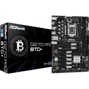 ASRock Q270 Pro BTC+ ATX Motherboard, Socket 1151, Q270 Chipset, Supports DDR4, Intel Gigabit LAN, PCIe 3.0 x16, 4 SATA3 / M.2, USB 3.2 Gen1, HDMI | 90-MXBHM0-A0UAYZ