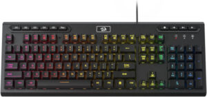 Redragon Aditya K513 Membrane Gaming Keyboard, 104 Keys Full-Size, 5 On-Board G Keys, Extra Media Control, 6 Preset Modes, 26 Anti-Ghost Keys, US QWERTY Keyboard Layout, Black | K513-RGB
