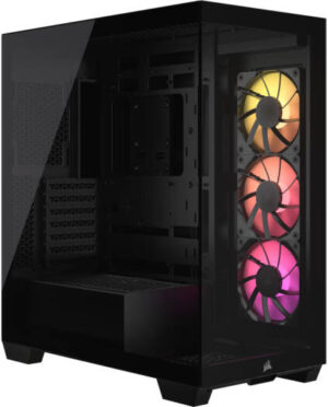 Corsair 3500X aRGB Mid-Tower Computer Case, 3x Pre-installed RS120 ARGB Fans, Up to 360mm Radiator & 10x Fan Support, Tempered Glass Window, 1x Type-C, 2x Type-A & Audio In/Out, Black | CC-9011278-WW