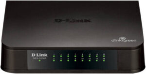 D-Link 16-Port 10/100 Dektop Switch, Fanless, 16 x 100Base-TX Interfaces, 2.38Mpps Forwarding Rate, 2.69W Power Consumption, 2MB Packet Buffer Size, 3.2Gbps Switching Capacity, Black | DES-1016A