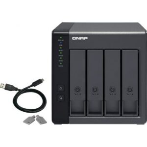 QNAP TR-004 4 Bay USB Type-C Direct Attached Storage with Hardware Raid Enclosure, Supports Up to Four SATA Drives, 65W, 100-240V, 18.1 dbA Sound Level,	4 x 2.5 / 3.5 Inch SATA 3Gb/s | TR-004