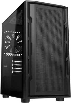 Cougar UNIFACE Mini Tower Computer Case, 1x 120mm Non-RGB Pre-Installed Fan, Up to 280mm Radiator & 6x Fan Support, Perforated Front Panel, Black | 3855C90.0001