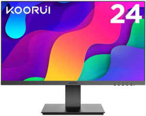 KOORUI 24N1 24" FHD Business IPS Monitor, Ultra Thin Bezel Display, 75Hz Refresh Rate, 5ms Response Time, 99% sRGB Color Gamut, Eye Care, Ergonomic Tilt, VESA Mounting, HDMI VGA Ports, Black | 24N1