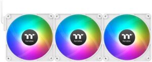 Thermaltake CT140 EX ARGB Sync PC Cooling Fan, 140mm Sizes, Standard Blades, 1800 RPM Fan Speed, 90.3 CFM Fan Airflow, Hydraulic Bearing Type, Pack of 3, White | CL-F191-PL14SW-A