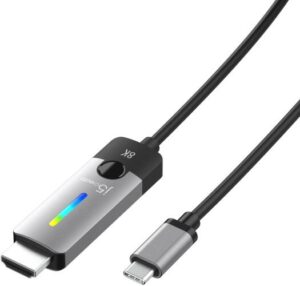 J5create USB-C to HDMI 2.1 8K Cable, USB-C Male to HDMI Male Connectors, Up to 7680 4320 @ 60 Hz Resolution, Aluminum / Plastic Material, 1.8m Cable Length, Black/Gray | JCC157