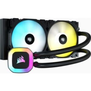 Corsair H100 RGB 240mm Liquid CPU Cooler, 2 x 120mm Fan, RGB Black | CS-CW-9060053-WW