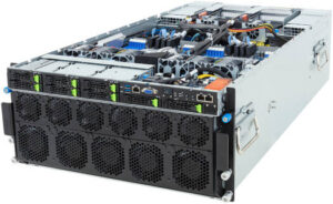 HPC AI GPU Server, Workstation NVIDIA HGX H200 8-GPU Server, AMD 2x EPYC 9754, 2.304TB (24x 96GB) RAM, 2x 1.92TB SSD + 3x 7.68TB SSD Storage, 8x ConnectX-7 VPI 400GbE & 2x VPI 200Gbe | G593-ZD1- AAX3