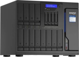 Qnap 16-Bay NAS Enclosure, 3.5" / 2.5" SATA III Drive Bays, Intel Xeon W-1250 Processor, 32GB ECC DDR4 RAM, 10G Base-T Gigabit Ethernet Ports, PCIe Gen3 x 4 Slots, Black | TVS-H1688X-W1250-32G