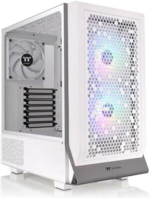 Thermaltake Ceres 300 TG ARGB Mid Tower Chassis, 4mm Tempered Glass x 1, 7 Expansion Slots, Up To 360mm Radiator Support, 2xCT140 ARGB Fan Preinstalled, Snow White | CA-1Y2-00M6WN-00