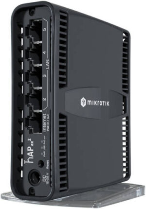 MikroTik hAP ax2 RouterBOARD, ARM64 CPU, 1GB RAM, 128MB NAND Storage, Dual Band Wi-Fi 6, 574 Mbit/s 2.4GHz & 1200 Mbit/s 5GHz Data Rata, 5x Ethernet Ports, Black | C52IG-5HAXD2HAXD-TC