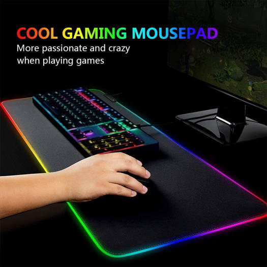 GMS RGB Gaming Mouse Pad, 80x30cm Dimension, Extended Stitched Edges, 12 Lighting Modes, Braided Cable, Waterproof, Anti-Slip Rubber Base, Black | WT-5 - Image 4