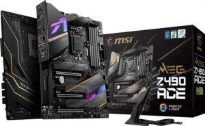 MSI MEG Z490 ACE Gaming Motherboard ATX, 10th Gen Intel Core, LGA 1200 Socket, SLI/CF, Triple M.2 Slots, USB 3.2 Gen 2, Wi-Fi 6, Mystic Light RGB | 911-7C71-004/911-7C71-005
