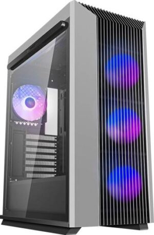 DEEPCOOL CL500 ADD-RGB 4F Mid Tower ATX PC Case, Magnetic Tempered Glass,120mm 4 x  A-RGB Fans Pre-Installed & Up to 360mm Radiators, Audio×1, USB3.0 Type-A×2, Black - Grey | R-CL500-BKNMA4N-A-1