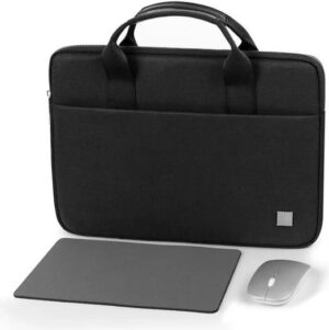 WIWU Genius Combo Set Bag With Mouse And Mouse Pad For 14" Laptop/Ultrabook, Front Layer Multi-Pocket Design, Waterproof Fabric, 2.4G Single Mode Mouse, Black