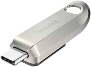 SanDisk Ultra Luxe USB Type-C Flash Drive, 64GB Capacity, USB-C Connector, Up to 400MB/s Read Speeds, USB 3.2 Gen 1 Interface, Silver | SDCZ75-064G-G46