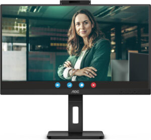 AOC Frameless Flat Monitor, 23.8" FHD IPS Display, 75Hz Refresh Rate, Adaptive Sync Technology, 2MP Win Hello Webcam, Flicker Free, Low Blue Light, Black | 24P3QW