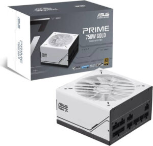 ASUS Prime AP-750G Fully Modular ATX Power Supply, 750W Power, 80 Plus Gold Efficiency, Active PFC, ATX 3.0 Compatible, Dual-Ball Fan Bearings, Black / White | 90YE00U1-B0NB00