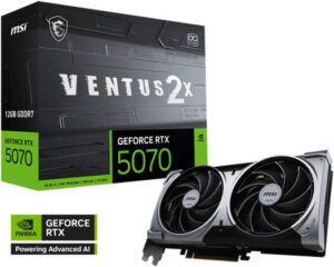 MSI GeForce RTX 5070 VENTUS 2X OC Graphics Card, 12GB GDDR7 192-Bit Memory, 2542 MHz Boost Clock, 6114 CUDA Cores, 28 Gbps Memory Speed, PCI Express Gen 5 | 912-V532-009