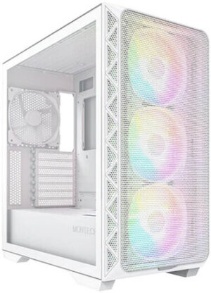 Montech AIR 903 MAX Mid-Tower ATX Computer Case, 3x 140mm PWM Pre-installed Fans, 360mm Radiator Support, 9x Fan Support, Mesh Front Panel, Dust Filter, White | AIR-903-MAX-WHITE