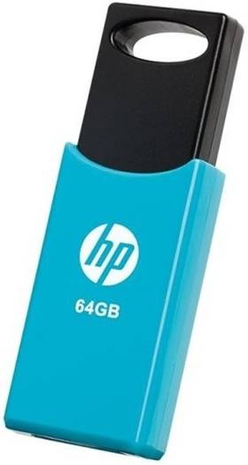 HP V212W 64GB USB Flash Drive, USB Type-A 2.0, 14 MB/s Read Speed, 4 MB/s Write Speed, Slide Form Factor, Share Music / Photos / Files and More, Blue | HPFD212LB-64G