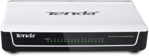 Tenda S16 16-Port 10/100Mbps Switch, 3.2Gbps Switch Capacity, 2.38Mpps Forwarding Rate, 1.25Mb Buffer, Plug And Play, LED Indicator, Desktop & Wall Mounting Support, 30 Pieces, White/Black | S16
