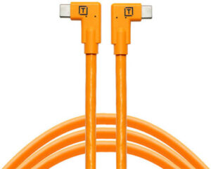 TetherPro USB-C to USB-C, DUAL Right Angle, Up To 60W Fast Charging, 4.6 Meter Length, USB 3.2 Gen 2, 5Gbps Transfer Speeds, High-visibility Orange | CUC15RT2RT-ORG