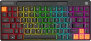 Porodo Gaming Mechanical Keyboard with Suspending Keycaps, TKL 87 Keys US & Arabic,Smooth Clicks,Plug & Play, Red Switch, Anti-Ghosting, 12 Light Modes RGB, 50 Million Clicks Lifespan (Black/ 84 Keys)