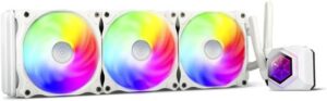 SilverStone Permafrost PF360-ARGB V2 360mm AIO Liquid Cooler, 120mm ARGB PWM Fan, 600~2200RPM Fan Speed, 94CFM Max Airflow, 0.2mm Micro-liquid Channels, LGA 1700 / AM5, White | SST-PF360W-ARGB-V2