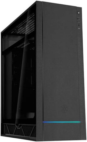 Silver Stone ALTA F1 Stack Effect Design ATX Tower, Aluminum Shell & Tempered Glass, Up to 360mm Radiator Support, 6x120/140/180mm Cooling Fans, USB 3.1 Gen 2 Type-Cx1, Audio x1, Black | SST-ALF1B-G