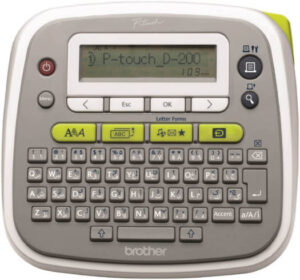 Brother  PT-D200 Thermal Transfer Label Printer, Up to 12 mm Labels, 20mm / sec Print Speed, 180 dpi, Graphical Display, ENG, ARB, Farsi QWERTY, For Home & Small Office | PTD200AR