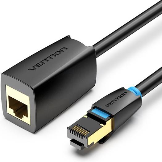 Vention Cat.8 SSTP Extension Patch Cable, 40Gbps Network Speed, 2000MHz Bandwidth, Oxygen-Free Copper Twisted Paris, Double Aluminum Foil Shield, POM Gold-Plated Copper Shell 10 Meter, Black | IKHBL
