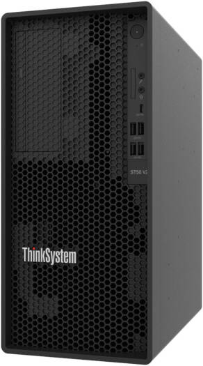 Lenovo ThinkSystem ST50 V2 Tower Server, Intel Xeon E-2314 4-Cores Processor, 32GB DDR4 RAM, 2x 960Gb SATA SSD, Soft Raid, LXPM 2.0, 1x1GbE RJ-45, Black | ST50-V2