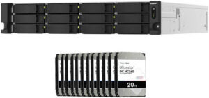 QNAP TS-h1887XU-RP 18-Bay 240TB NAS Bundle with 12x 20TB WD Ultrastar DC HC560 Internal HDD, Intel Xeon E-2336 2.9GHz, 32GB DDR4, 12x3.5" SATA+ 6x2.5" SATA, 4x USB-A 3.2, 2x 2.5GbE+2x10GbE, 550W PSU