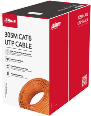 Dahua 305M UTP CAT6 Cable, PVC Outer Sheath, CCA Conductor, HDPE Insulation Material, PE Separator Material, 23AWG Wire Gauge, Polyester Rip Cord, Oange | PFM922I