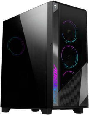 GIGABYTE AORUS C500 GLASS ATX Mid-Tower Gaming Case, Steel & Tempered Glass, 4 x Pre-Installed 120mm ARGB Fans, Up to 420mm Radiator, USB 3.2 Type-C / USB 3.0, Black | AC500G-ATX