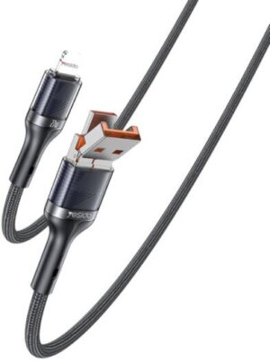 Yesido Lightning 2 in 1 Connector Fast Charging Data Cable, Apple iphone Data Cable, Lightning to USB C, Braided, 27 Watt Support | CA165L