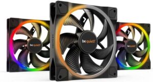 Be Quiet! Light Wings 140mm PWM aRGB Case Fans, 7 Silence-Optimized Fan Blades, Up to 95.14 CFM Airflow & 1500 RPM Fan Speed, Rifle Bearing Technology, Triple Pack, Black | BL078