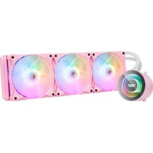 DarkFlash Twister DX360 AIO 360mm Liquid Cooler, ARGB LED, 120mm Fan Size, 800-2000 RPM Fan Speed, 19-25dBA Noise Level, Fluid Dynamic Bearing, Pink | DX-360PK
