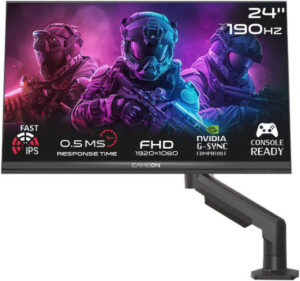 GAMEON Midnight Pro X Series Gaming Monitor, with Mount, 24" Fast IPS Display, FHD Resolution, 190Hz Refresh Rate, 0.5ms Response Time, NVIDIA G-Sync & AMD FreeSync, Black | GOM24FHD190IPSX