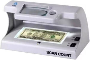 Sak Scancount UV Counterfeit Money Detector, Precise Detection, Includes Magnifying Glass, Compact And Easy To Use | SA-10