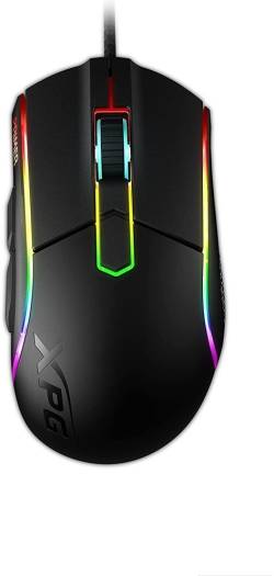 XPG Primer BKCWW Wired Gaming Mouse, 12,000 DPI PMW3360 Optical Sensor, 50G Max Acceleration, RGB Lighting Effects, Double-Shot Surface with PBT, Black | PRIMER-BKCWW