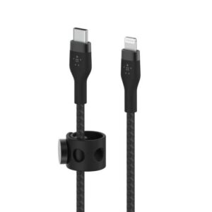 Belkin Boost Charge Pro Flex Braided USB Type C to Lightning Cable, 1M / 3.3FT, 20W Fast Charging PD Power Delivery for iPhone 13, 12, 11, Pro, Max, Mini, SE, iPad And More, Black | CAA011bt1MBK