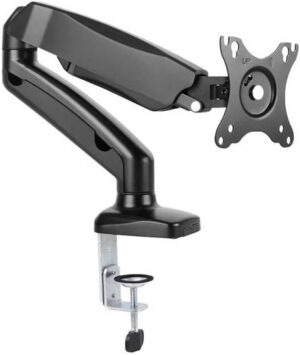 Skill Tech Adjustable Articulating Gas Spring Monitor Arm, Clamp and Grommet Base for 13 to 27in LCD Monitors upto 14.3lbs, BLACK | SH 130-C012