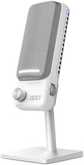 NZXT Capsule Elite USB Gaming Microphone, 24-Bit Depth,192kHz Sample Rate, Cardioid Polar Pattern, RGB Lighting, LED Indicators, Customizable Sound, Multi-Position Design, Matte White | AP-PUMIC-W1