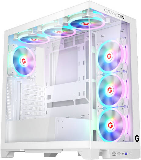 GAMEON Emperor Arctic IV Series Mid Tower Gaming Case, 7x Pre-Installed 120mm aRGB Fan, Up to 360mm Radiator & 10x Fan Support, 0.8mm Tempered Glass + SPCC Materials, White | GO-EMPERORIV-A