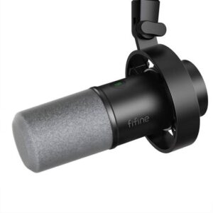 Fifine K688 USB/XLR Dynamic Mic with Shock Mount, Cardioid Polar Pattern, Touch-Mute, I/O Level Controls, USB Type-C to Type-A 2.0/XLR Output Connection, Black | Z5910DA5CDDDF7166236EZ