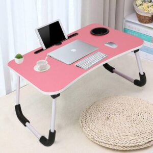 Multi-Purpose Laptop Desk for Study and Reading with Foldable Non-Slip Legs Reading Table Tray, Laptop Table, Laptop Stands, Laptop Desk, Foldable Study Laptop Table, Study Table, Pink
